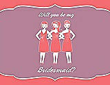 Front View Thumbnail - Coral & Rosebud Will You Be My Bridesmaid Card - Girls