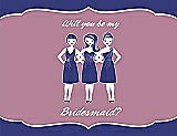 Front View Thumbnail - Electric Blue & Rosebud Will You Be My Bridesmaid Card - Girls