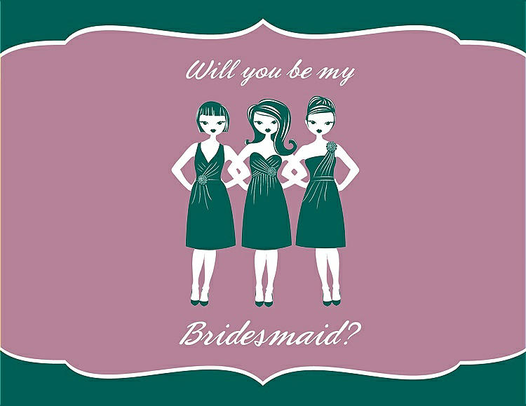 Front View - Emerald & Rosebud Will You Be My Bridesmaid Card - Girls