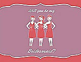 Front View Thumbnail - Perfect Coral & Rosebud Will You Be My Bridesmaid Card - Girls