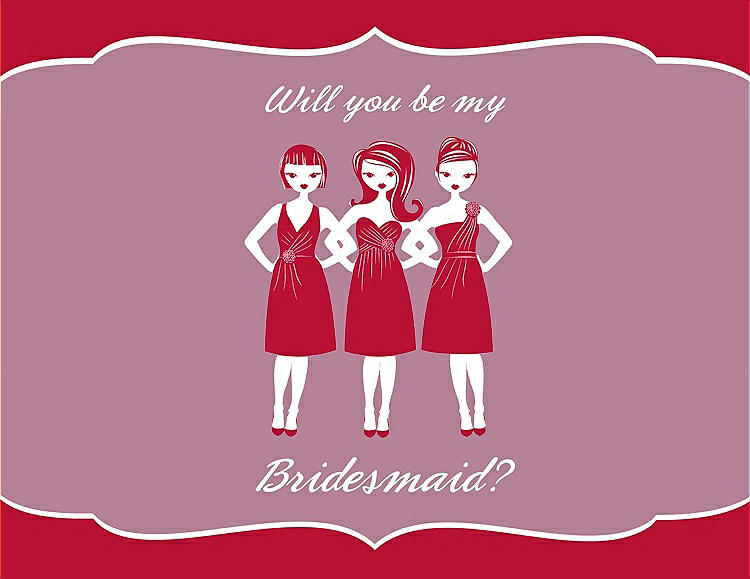 Front View - Flame & Rosebud Will You Be My Bridesmaid Card - Girls