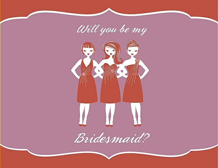 Front View - Fiesta & Rosebud Will You Be My Bridesmaid Card - Girls