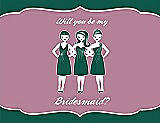 Front View Thumbnail - Hunter Green & Rosebud Will You Be My Bridesmaid Card - Girls