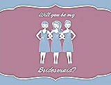 Front View Thumbnail - Ice Blue & Rosebud Will You Be My Bridesmaid Card - Girls