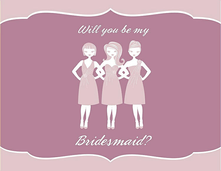 Front View - Ice Pink & Rosebud Will You Be My Bridesmaid Card - Girls