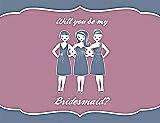 Front View Thumbnail - Larkspur Blue & Rosebud Will You Be My Bridesmaid Card - Girls