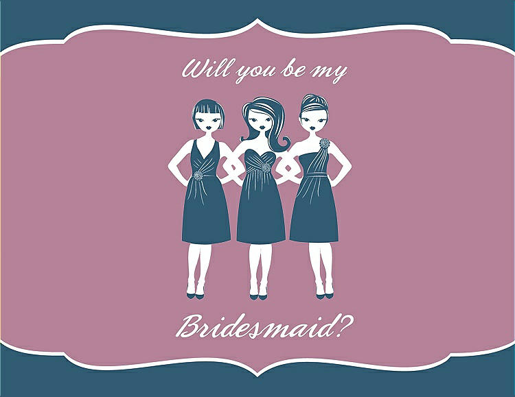 Front View - Marine & Rosebud Will You Be My Bridesmaid Card - Girls