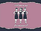 Front View Thumbnail - Midnight Navy & Rosebud Will You Be My Bridesmaid Card - Girls