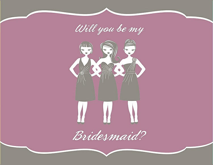 Front View - Mocha & Rosebud Will You Be My Bridesmaid Card - Girls