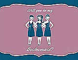 Front View Thumbnail - Ocean Blue & Rosebud Will You Be My Bridesmaid Card - Girls