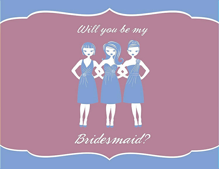 Front View - Periwinkle - PANTONE Serenity & Rosebud Will You Be My Bridesmaid Card - Girls