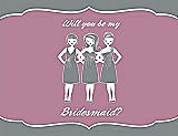 Front View Thumbnail - Pewter & Rosebud Will You Be My Bridesmaid Card - Girls