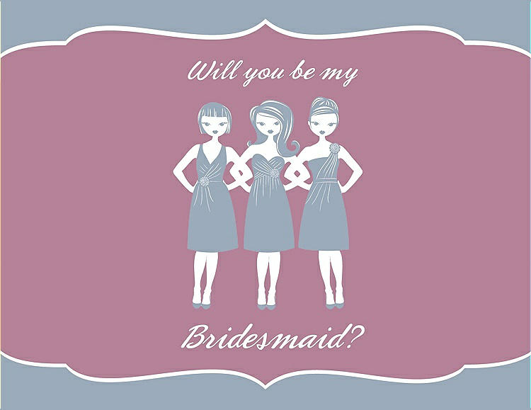 Front View - Platinum & Rosebud Will You Be My Bridesmaid Card - Girls