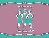 Front View Thumbnail - Pantone Turquoise & Rosebud Will You Be My Bridesmaid Card - Girls