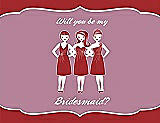 Front View Thumbnail - Ribbon Red & Rosebud Will You Be My Bridesmaid Card - Girls