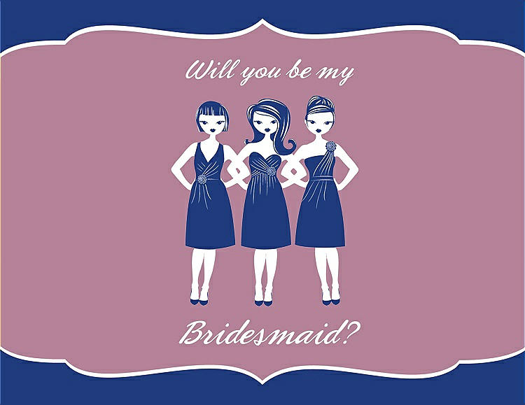Front View - Sapphire & Rosebud Will You Be My Bridesmaid Card - Girls