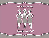 Front View Thumbnail - Taupe & Rosebud Will You Be My Bridesmaid Card - Girls