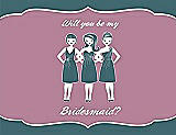 Front View Thumbnail - Teal & Rosebud Will You Be My Bridesmaid Card - Girls