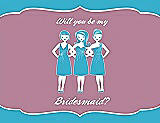 Front View Thumbnail - Turquoise & Rosebud Will You Be My Bridesmaid Card - Girls
