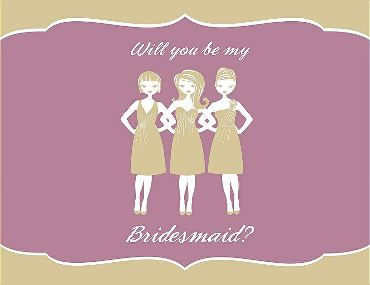 Front View - Venetian Gold & Rosebud Will You Be My Bridesmaid Card - Girls