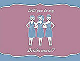 Front View Thumbnail - Windsor Blue & Rosebud Will You Be My Bridesmaid Card - Girls
