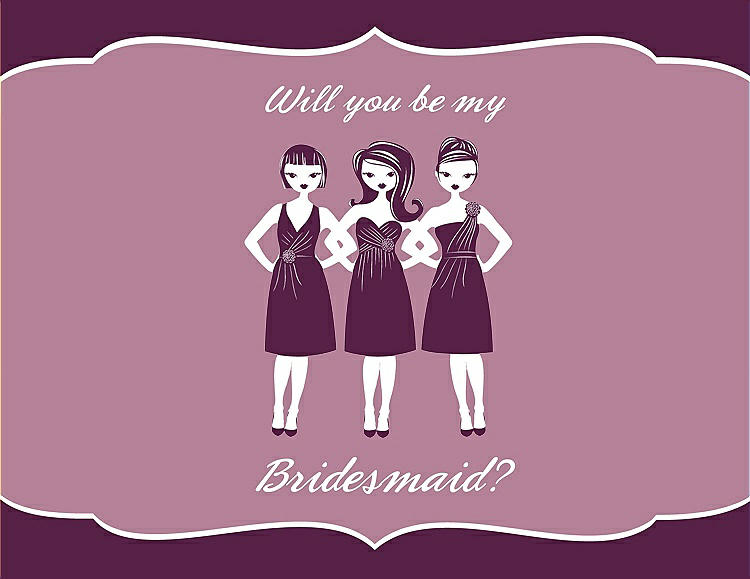 Front View - Wild Berry & Rosebud Will You Be My Bridesmaid Card - Girls