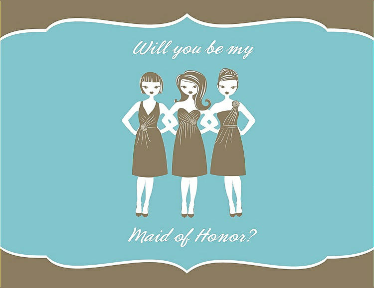 Front View - Antique Gold & Spa Will You Be My Maid of Honor Card - Girls