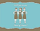Front View Thumbnail - Antique Gold & Spa Will You Be My Maid of Honor Card - Girls