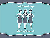 Front View Thumbnail - Blue Steel & Spa Will You Be My Maid of Honor Card - Girls