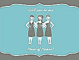 Front View Thumbnail - Charcoal Gray & Spa Will You Be My Maid of Honor Card - Girls