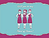 Front View Thumbnail - Cerise & Spa Will You Be My Maid of Honor Card - Girls