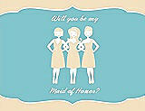Front View Thumbnail - Corn Silk & Spa Will You Be My Maid of Honor Card - Girls