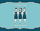 Front View Thumbnail - Peacock Teal & Spa Will You Be My Maid of Honor Card - Girls