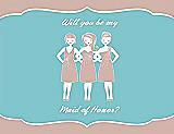 Front View Thumbnail - Pearl Pink & Spa Will You Be My Maid of Honor Card - Girls