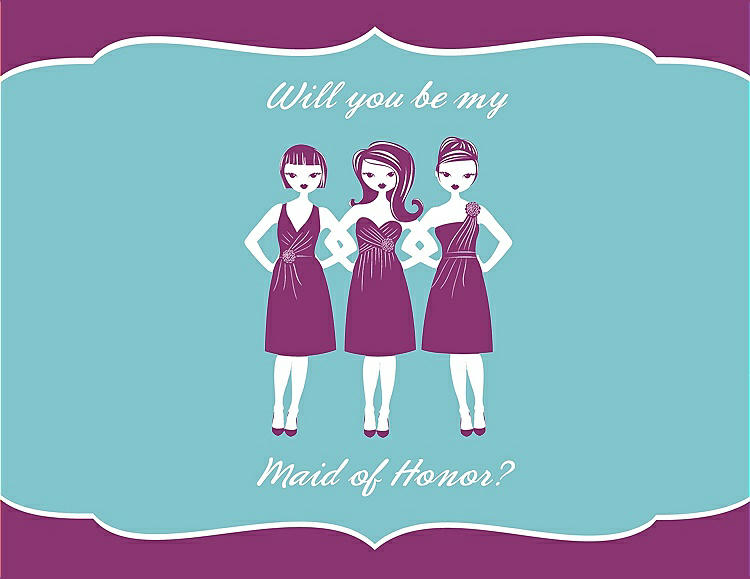 Front View - Persian Plum & Spa Will You Be My Maid of Honor Card - Girls