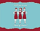 Front View Thumbnail - Barcelona & Spa Will You Be My Maid of Honor Card - Girls