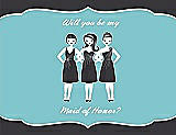 Front View Thumbnail - Black & Spa Will You Be My Maid of Honor Card - Girls