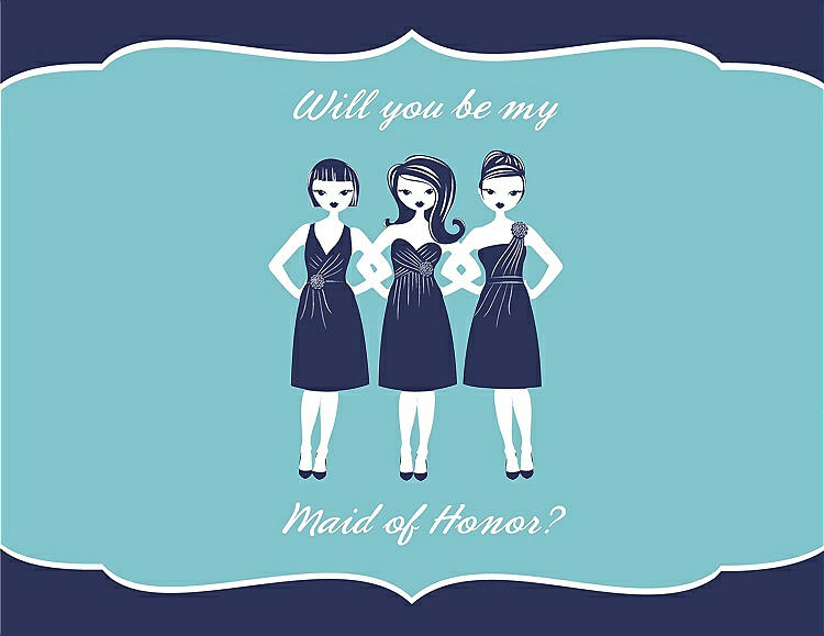 Front View - Blueberry & Spa Will You Be My Maid of Honor Card - Girls