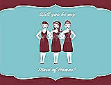 Front View Thumbnail - Burgundy & Spa Will You Be My Maid of Honor Card - Girls