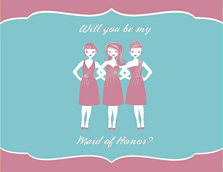 Front View - Carnation & Spa Will You Be My Maid of Honor Card - Girls