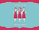 Front View Thumbnail - Pantone Honeysuckle & Spa Will You Be My Maid of Honor Card - Girls