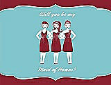 Front View Thumbnail - Claret & Spa Will You Be My Maid of Honor Card - Girls
