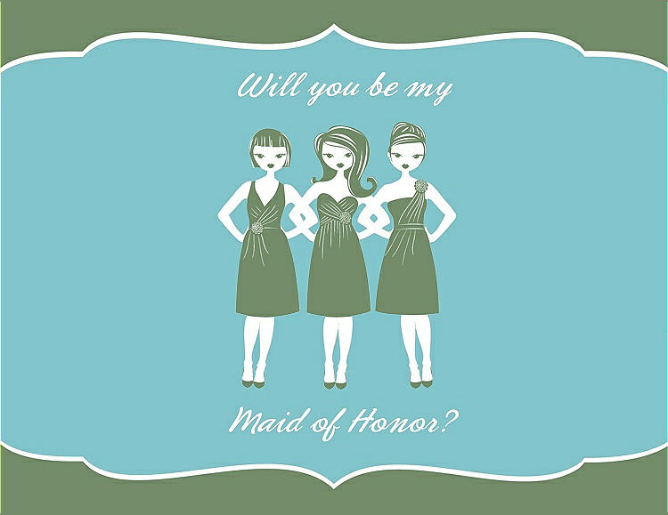 Front View - Clover & Spa Will You Be My Maid of Honor Card - Girls