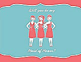 Front View Thumbnail - Coral & Spa Will You Be My Maid of Honor Card - Girls