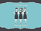 Front View Thumbnail - Ebony & Spa Will You Be My Maid of Honor Card - Girls