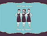 Front View Thumbnail - Eggplant & Spa Will You Be My Maid of Honor Card - Girls