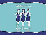 Front View Thumbnail - Electric Blue & Spa Will You Be My Maid of Honor Card - Girls