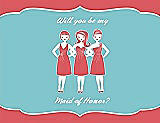 Front View Thumbnail - Perfect Coral & Spa Will You Be My Maid of Honor Card - Girls