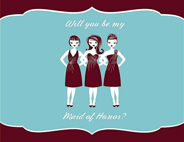 Front View - Garnet & Spa Will You Be My Maid of Honor Card - Girls