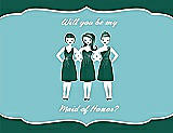 Front View Thumbnail - Hunter Green & Spa Will You Be My Maid of Honor Card - Girls